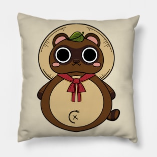 Cute Japanese Tanuki cartoon design Pillow