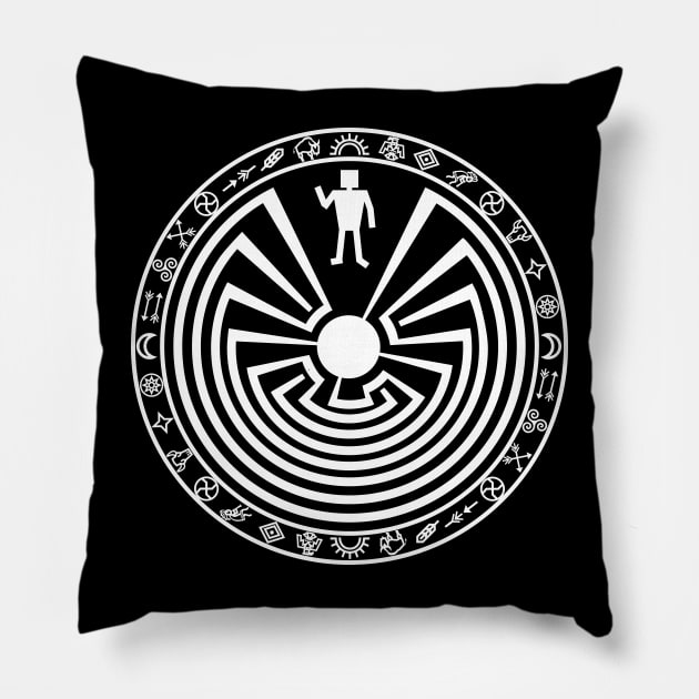 Man in the Maze [white] Pillow by PeregrinusCreative