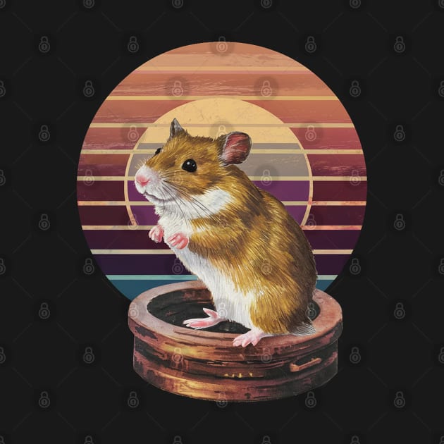 Retro hamster vintage sunset for hamster lovers owners by Spaceboyishere