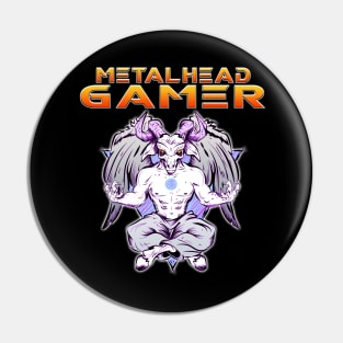 Metalhead Gamer Baphomet Meditate Orange Pin