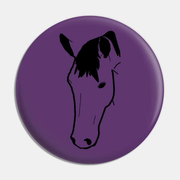 Black Horse Face Pin by RedHeadAmazona