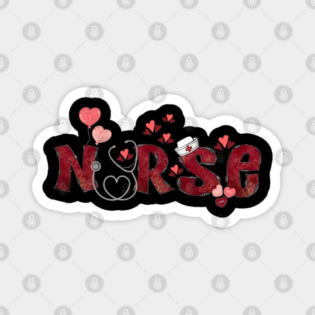 Nurse Valentine's Day Stethoscope Hearts Magnet by jackofdreams22