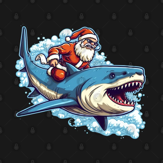 Santa Claus riding a shark by RosaliArt