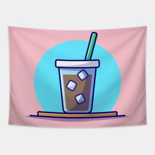 Ice Coffee Cartoon Vector Icon Illustration Tapestry