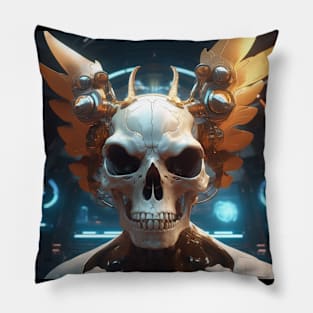 Gold Wing Skull Pillow