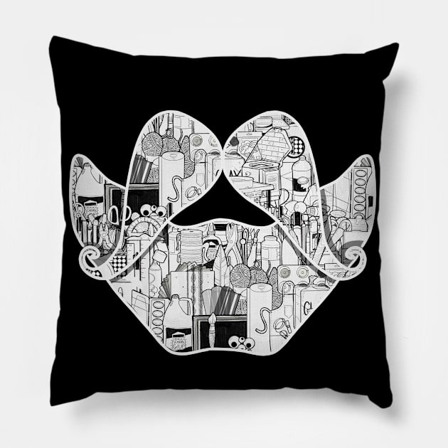 Art Supplies Doodle Mustache and Beard Pillow by The Craft ACE