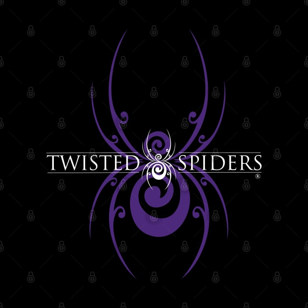 Purple Background Spider with Logo by Twisted Spiders