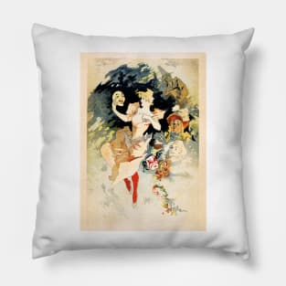 Art Poster La Comédie "Crazy Happiness" by Jules Cheret Maitres De L' Affiche Collection Pillow