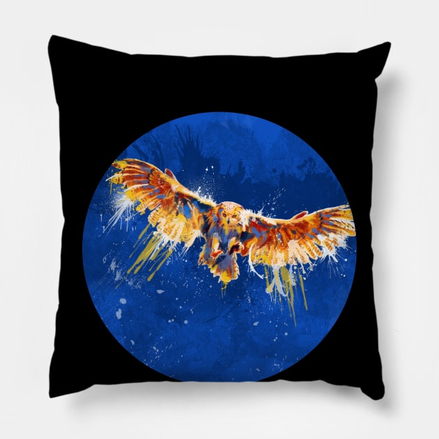 Night Owl Blue Design Pillow by Flo Art Studio