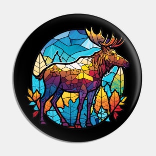 Moose Animal Portrait Stained Glass Wildlife Outdoors Adventure Pin