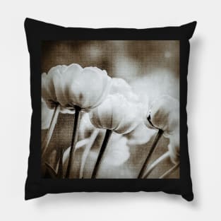 Tulips in Black and White Pillow