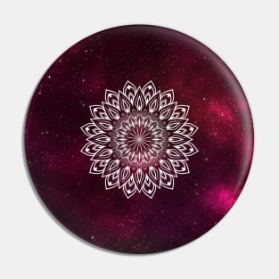Mandala On Nebula Red Galaxy Design Pin