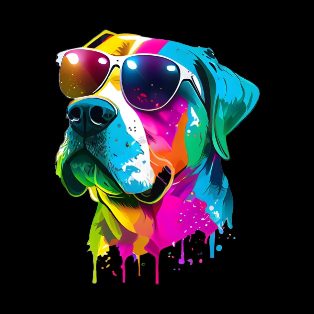 Colourful Cool American Bulldog Dog with Sunglasses One by MLArtifex