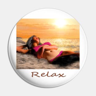 Woman girl bikini beach sunset Pin