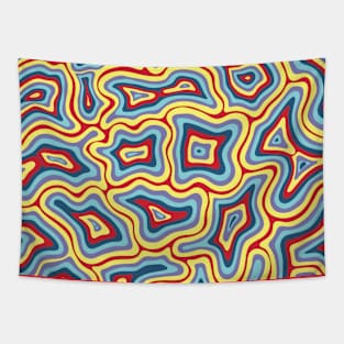 Yellow Blue Purple Red Groovy Liquid Marble Swirl Tapestry