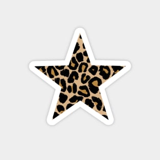 Textured Traditional Coloured Leopard Print Star Magnet