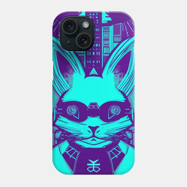 Green retro style cyberpunk rabbit Phone Case by jen28