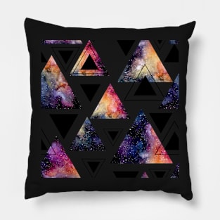 Watercolor Triangles and Colorful Galaxy Pillow