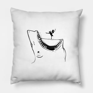 Brave girl ballet in shark jaw Pillow