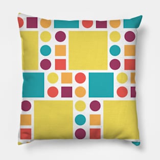 Colorful Squares and Circles Seamless Pattern 010#001 Pillow