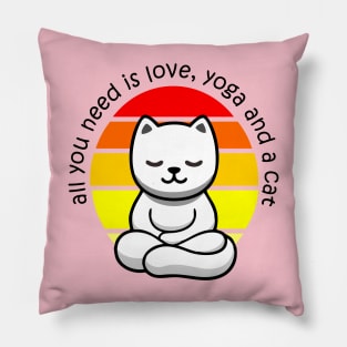 ALL YOU NEED IS LOVE, YOGA AND CAT Pillow