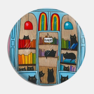 Bouquins et Felins Cat Bookstore Pin