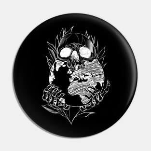 Skull Earth in Danger Pin