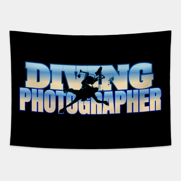 Scuba diving photographer t-shirt design Tapestry by Coreoceanart