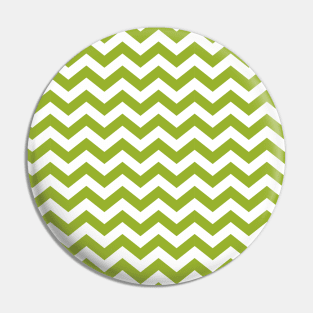 Thick Moss Green and White Chevron Pattern Pin