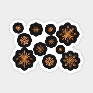 Bright Orange Faux Glitter Snowflakes Magnet