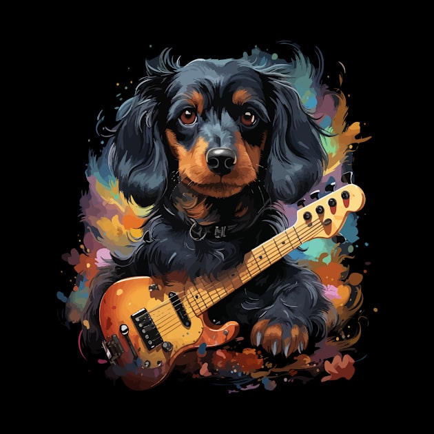 Dachshund Playing Guitar by JH Mart