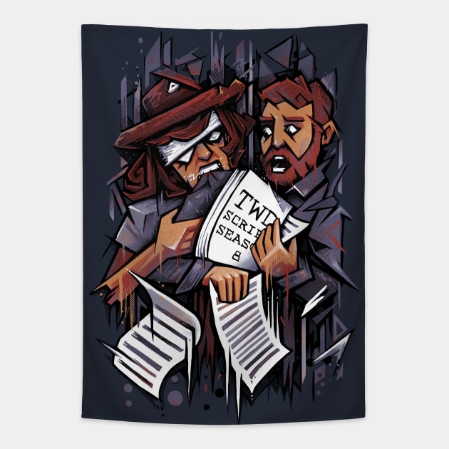 Zombie Carl VS Showrunner Tapestry by c0y0te7