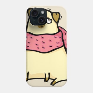 Pug on a pink scarf Phone Case