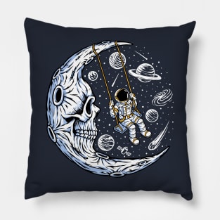 astronaut playing swing skull moon Pillow