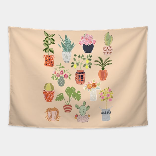 Indoor Garden Planters Tapestry by Limezinnias Design