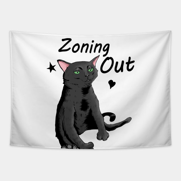 Black Cat Zoning Out Tapestry by Eccentric-ink