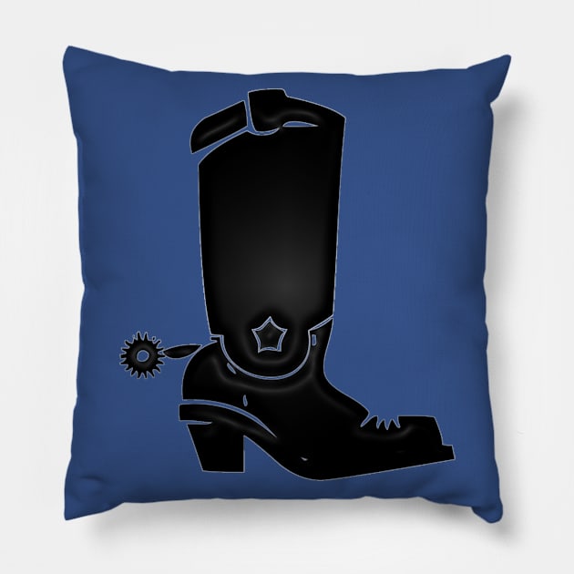 Western Era - Cowboy Boots 3 Pillow by The Black Panther