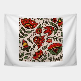 Folk art botanical pattern Tapestry