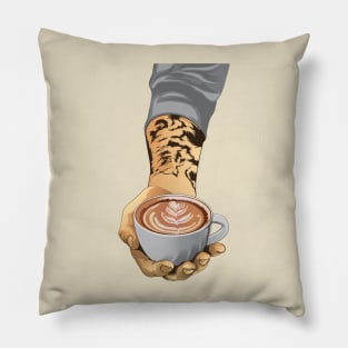 cup coffee in hand Pillow