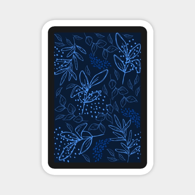 Light Blue leaves pattern Magnet by PedaDesign