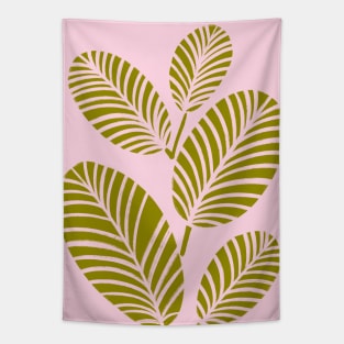 Tropical Plant Pink Green Botanical Tapestry