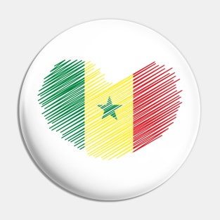 Senegal Heart Design Flag Pin