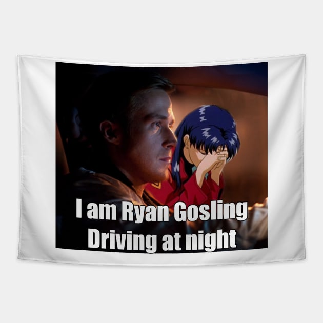 Ryan Gosling Driving at Night Tapestry by Tony Rey's Awesome Sauce Shirts