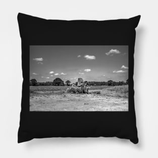 Arable plough in the English countryside Pillow