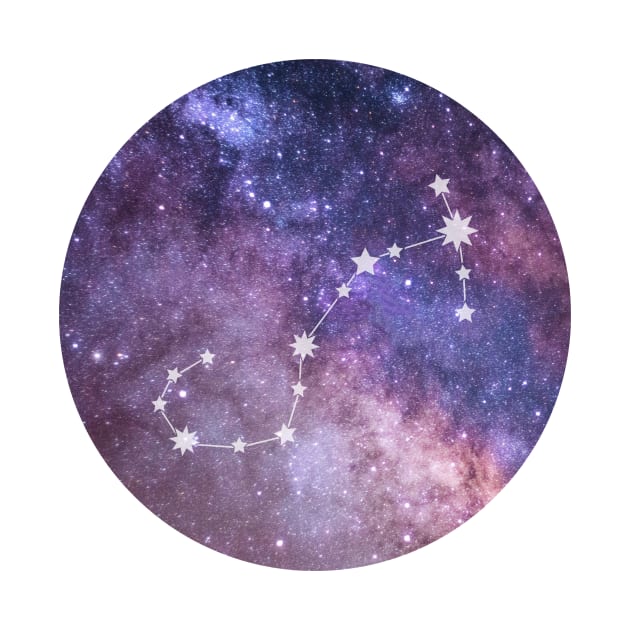 Scorpio Sign in the Dark Pink Starry Night Sky by BloomingDiaries