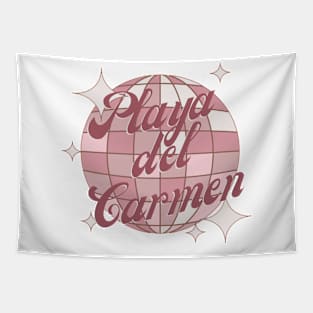 Playa del Carmen Mexico Retro Vintage pink Tapestry