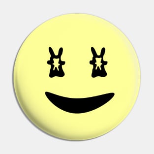 Classic retro Smiley Face Emoji with Bunny Eyes Pin