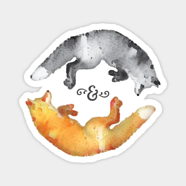 Watercolor Yin and Yang Fox Magnet by VBleshka