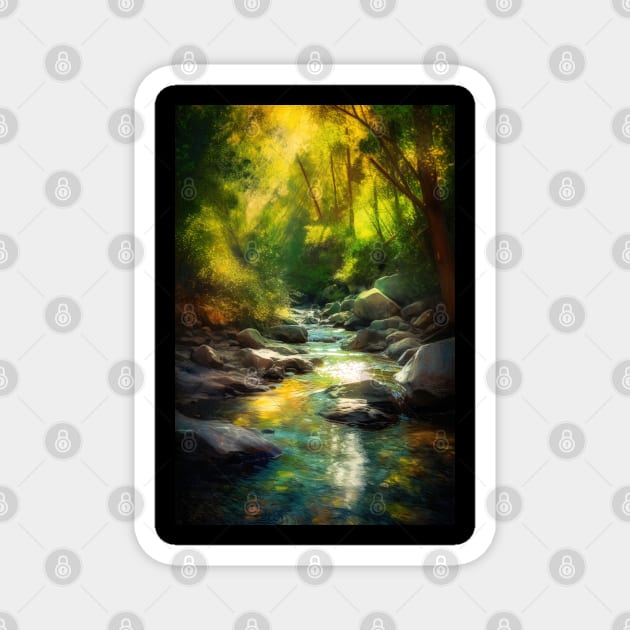 Magical Forest Camping - Enchanting Art Prints, Apparel, and Gear Magnet by laverdeden