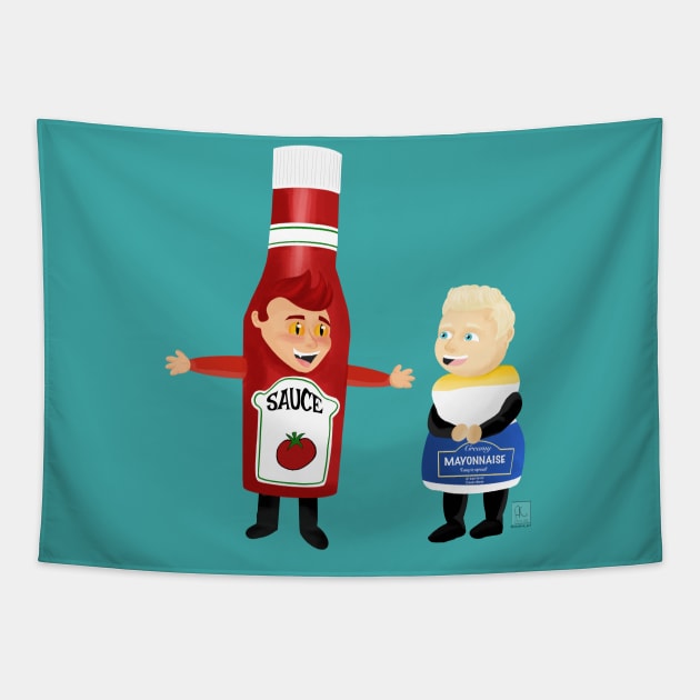 Ketchup and Mayo Tapestry by AC Salva